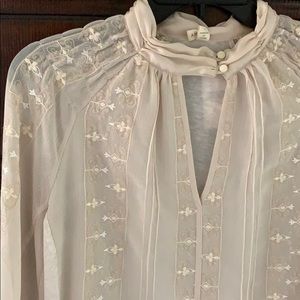Anthropologie Cream Victorian Blouse By Tiny  Sz S